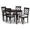 Baxton Studio Verner Grey Upholstered Espresso Finished 5-Piece Wood Dining Set 157-9726-8026 - alternate 3